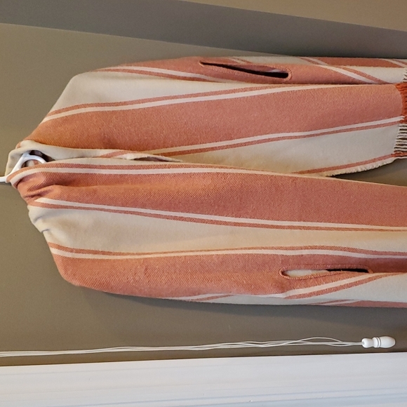 Madewell wrap with fringe', tan with red stripes. - Picture 1 of 3
